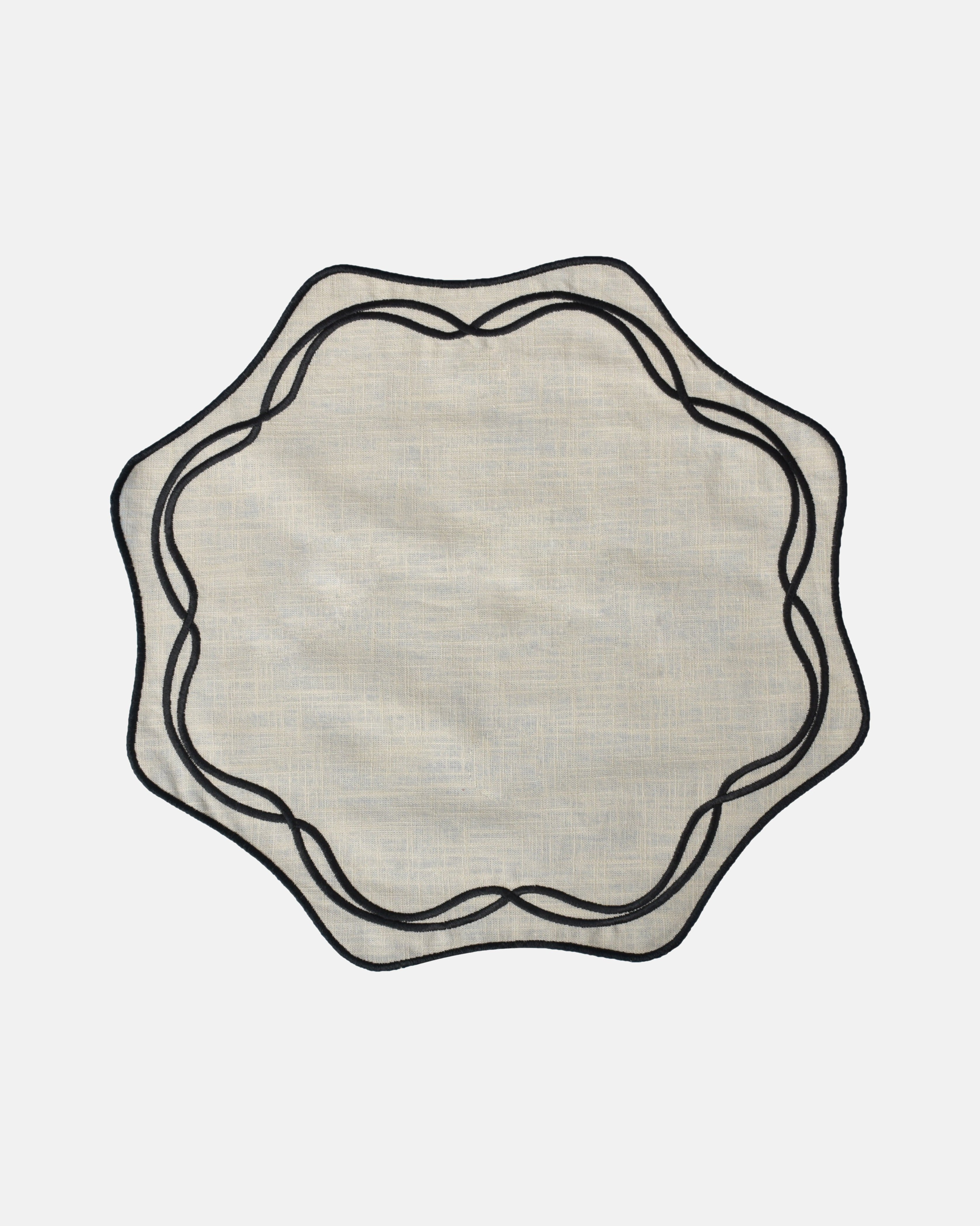 Stain-Resistant Greta Placemat, Beige with Black