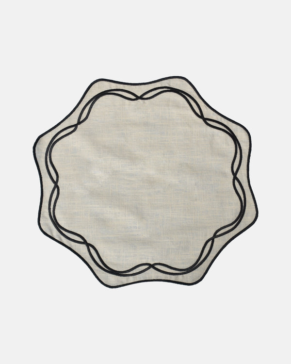 Stain-Resistant Greta Placemat, Beige with Black