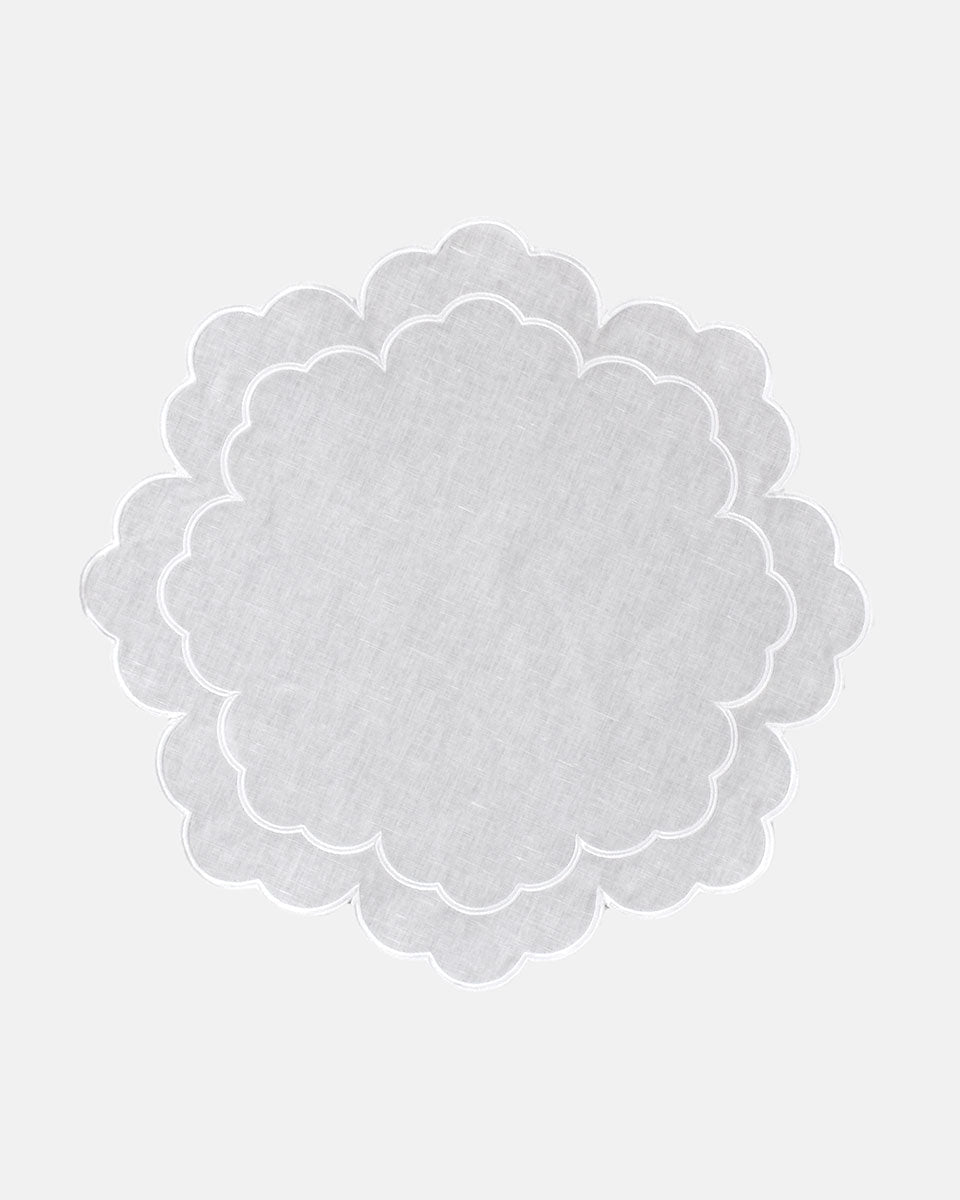 Íris Placemat and Napkin, White with White