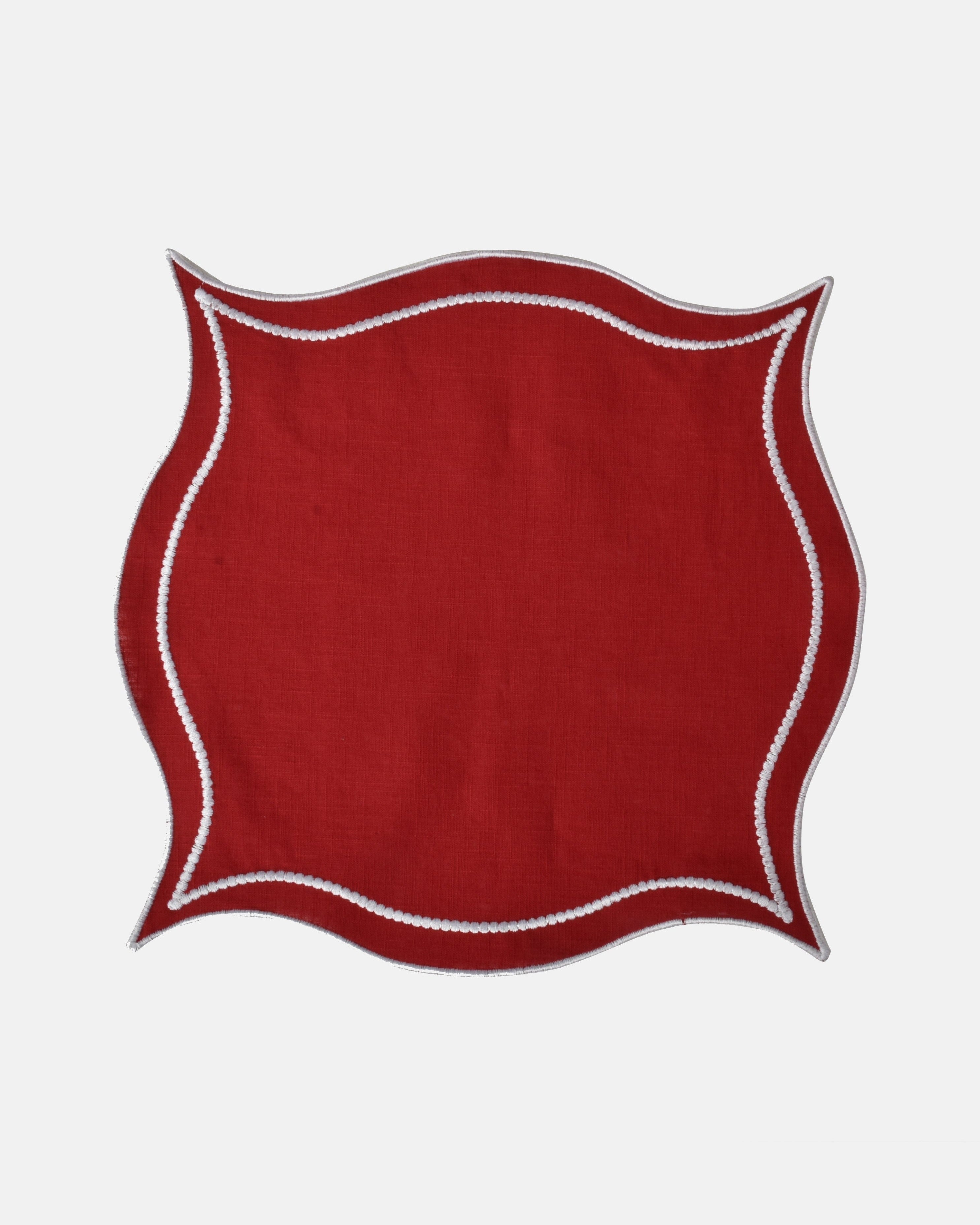Leme Placemat and Napkin, Red with White