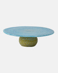 Multi Use 2-in-1 Glass Cake Plate & Bowl - Turquoise & Yellow