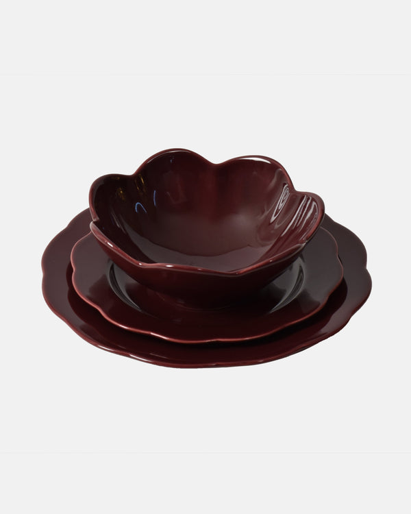 Fiore Plate Set, Burgundy