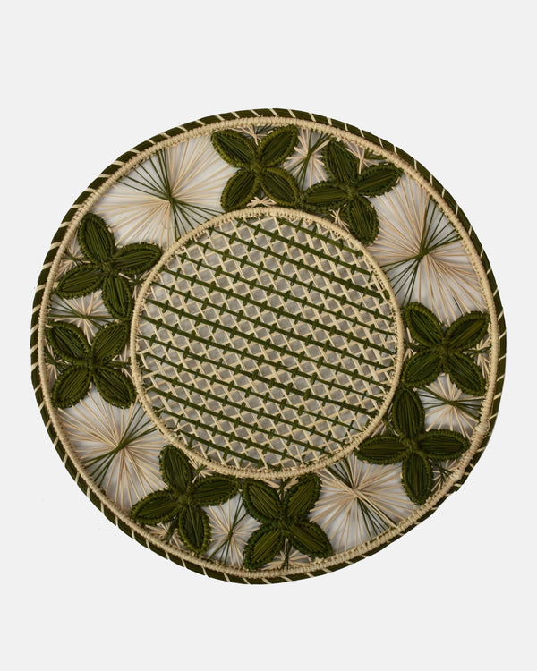 Louloudi Woven Placemat, Green and Natural