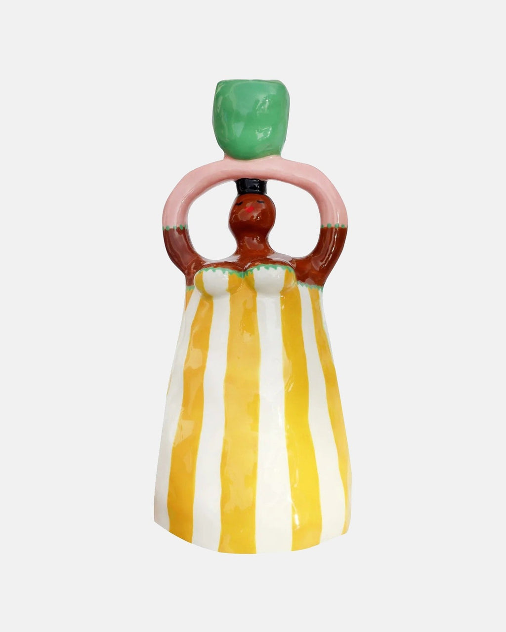 Nina Yellow Stripes Candleholder