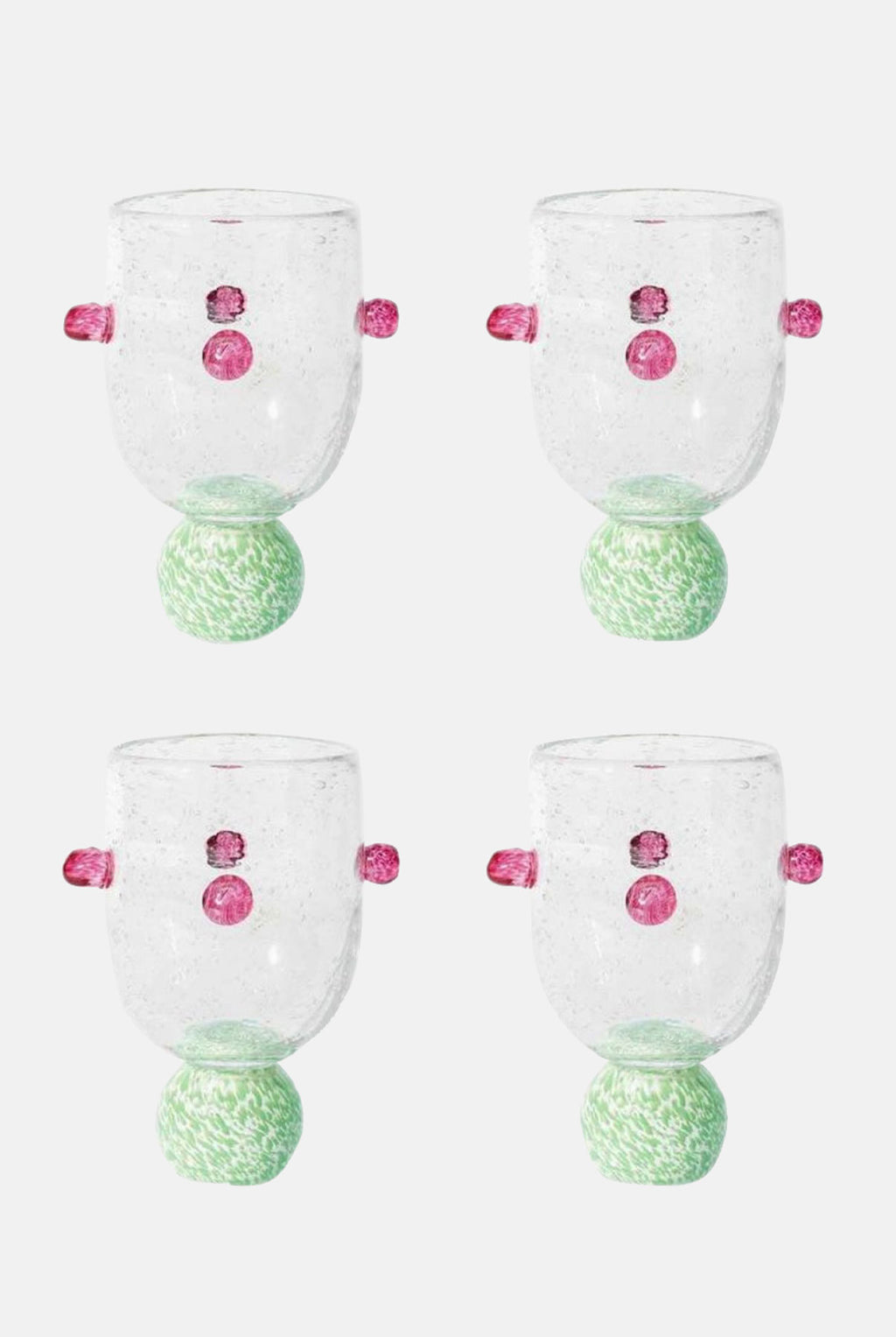 Dotty Orchid Pink & Green Glass Tumblers (Set of 4)