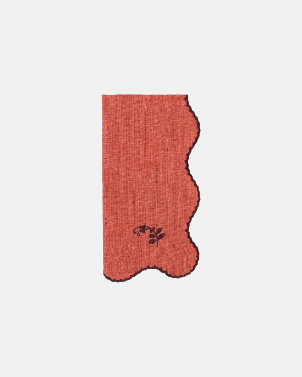 Jasmim Placemat and Napkin, Terracotta with Brown