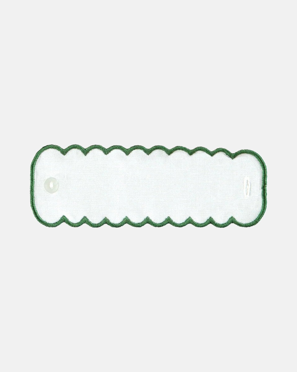Napkin Ring, White with Green