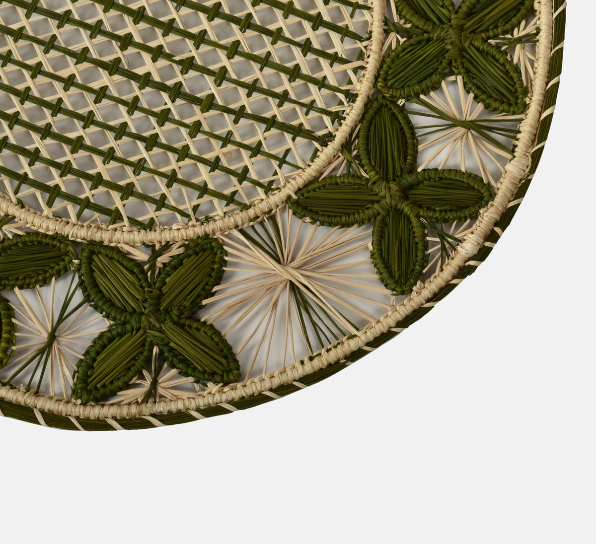Louloudi Woven Placemat, Green and Natural