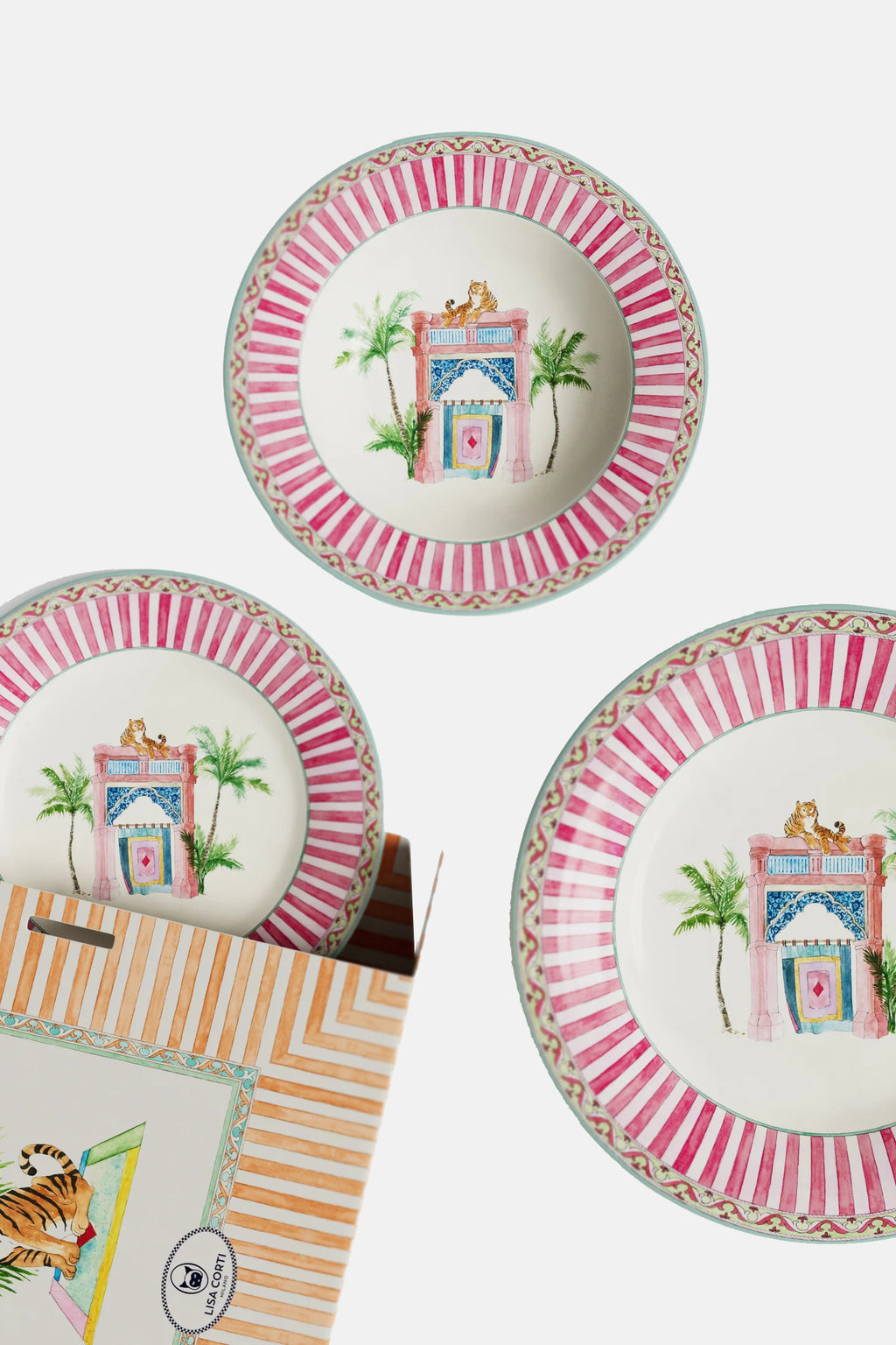 Porcelain Plate Set of 3 - Sariska Pink