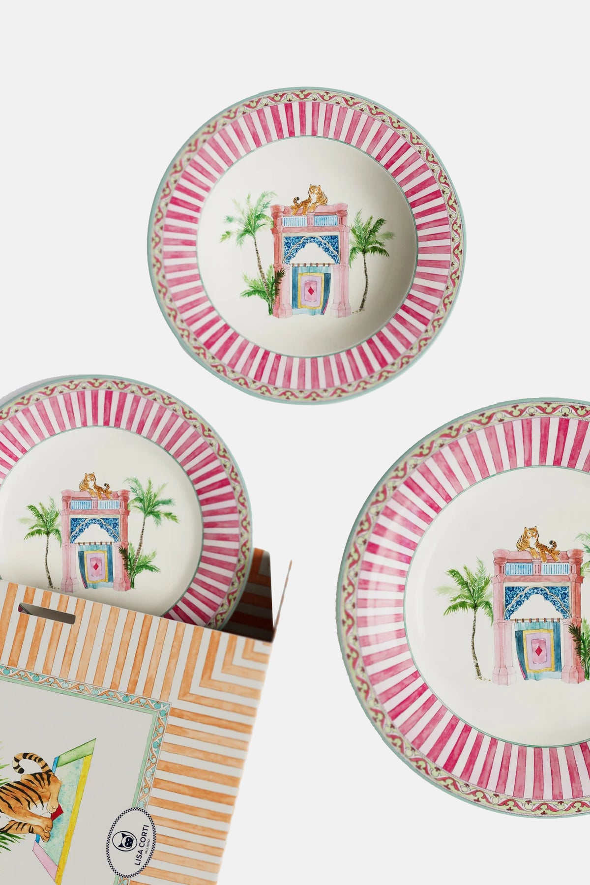 Porcelain Plate Set of 3 - Sariska Pink