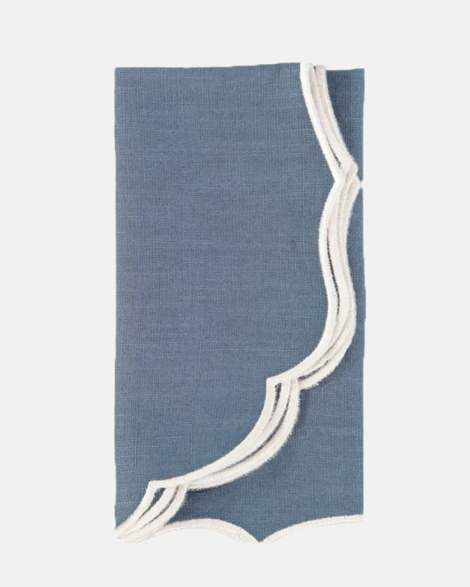 Belmonte Placemat and Napkin, Blue with White
