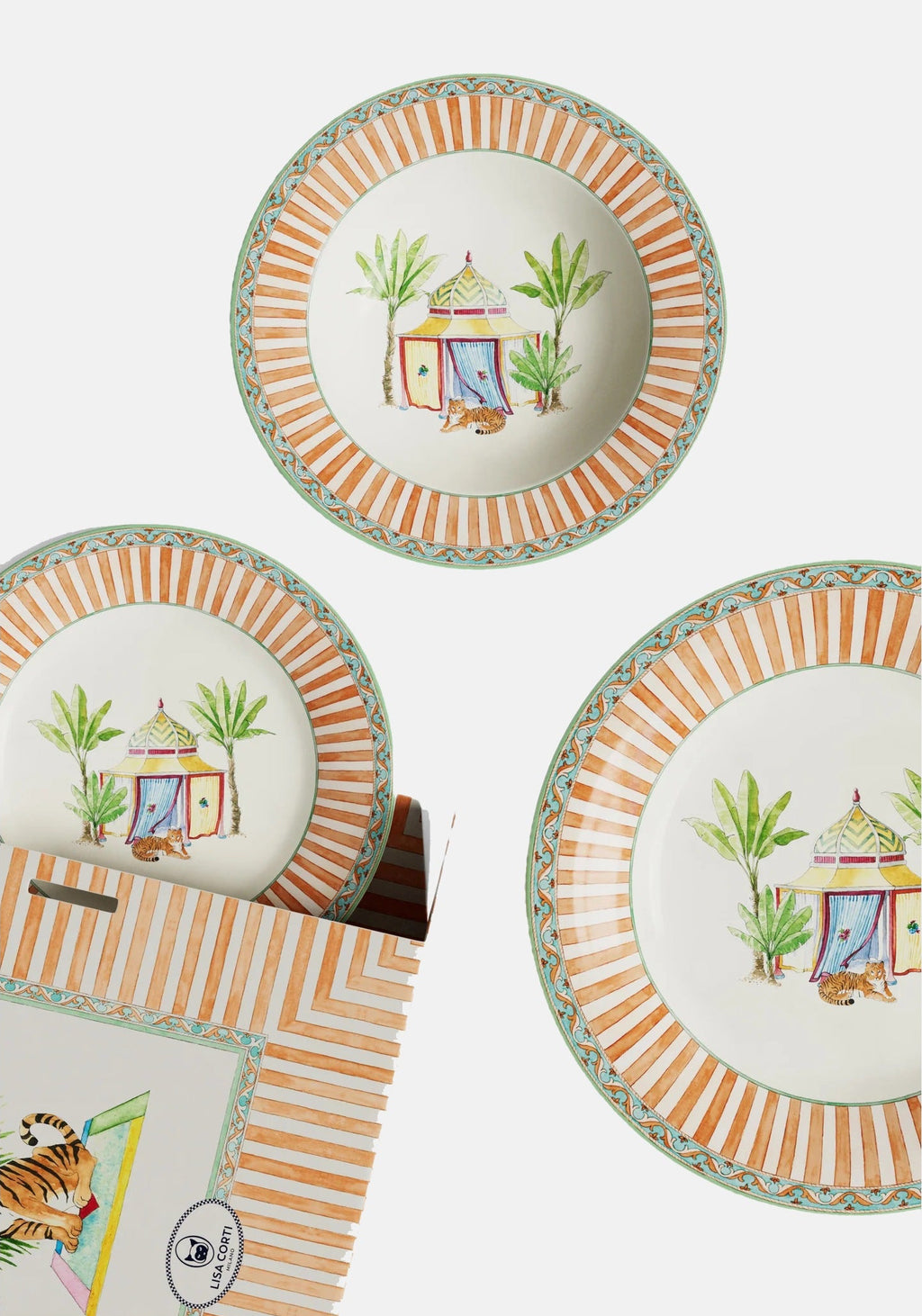 Porcelain Plate Set of 3 - Sariska Orange