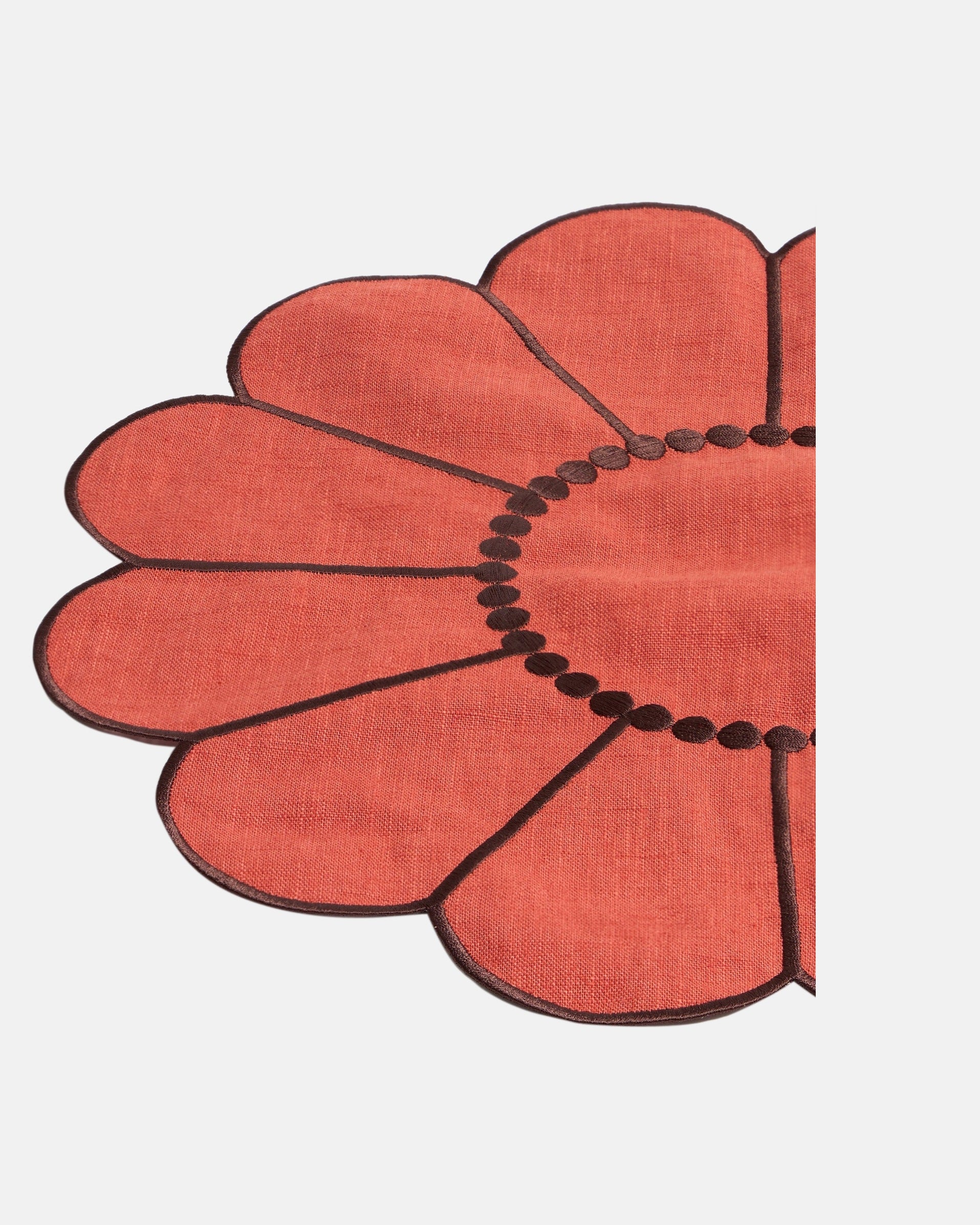 Floral Embroidered Placemat, Terracotta