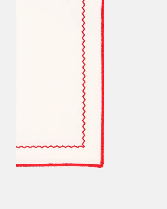 Berço Placemat and Napkin, White with Red