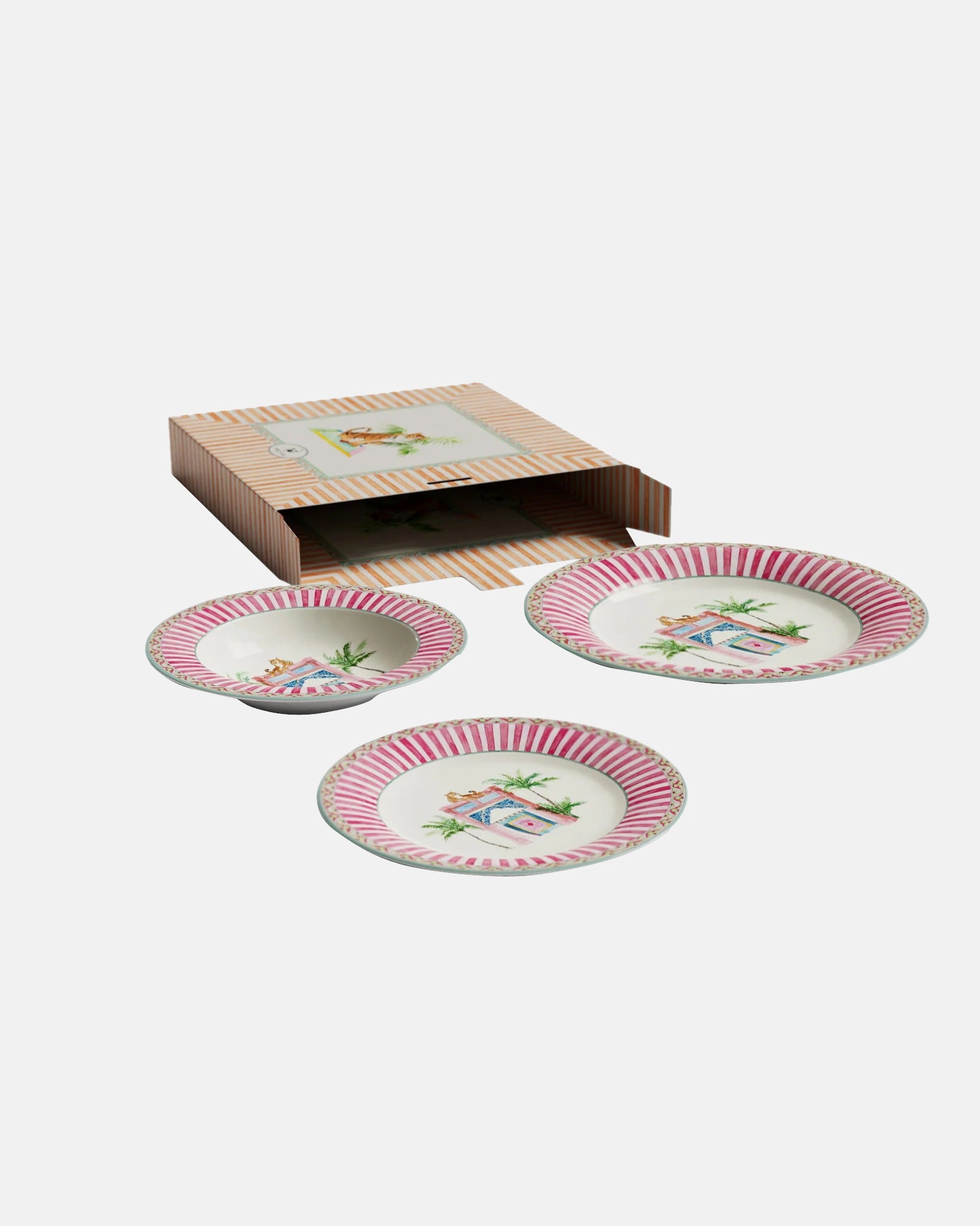 Porcelain Plate Set of 3 - Sariska Pink