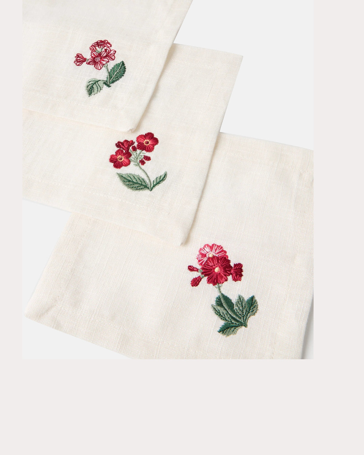 Floral Medley Embroidered Linen Napkins (Set of 6)