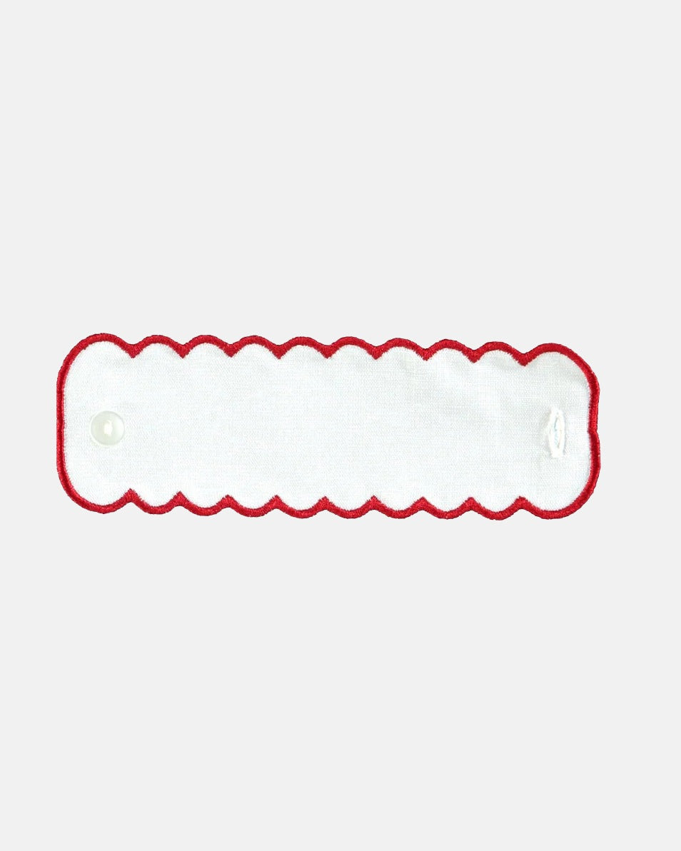 Napkin Ring, White with Red