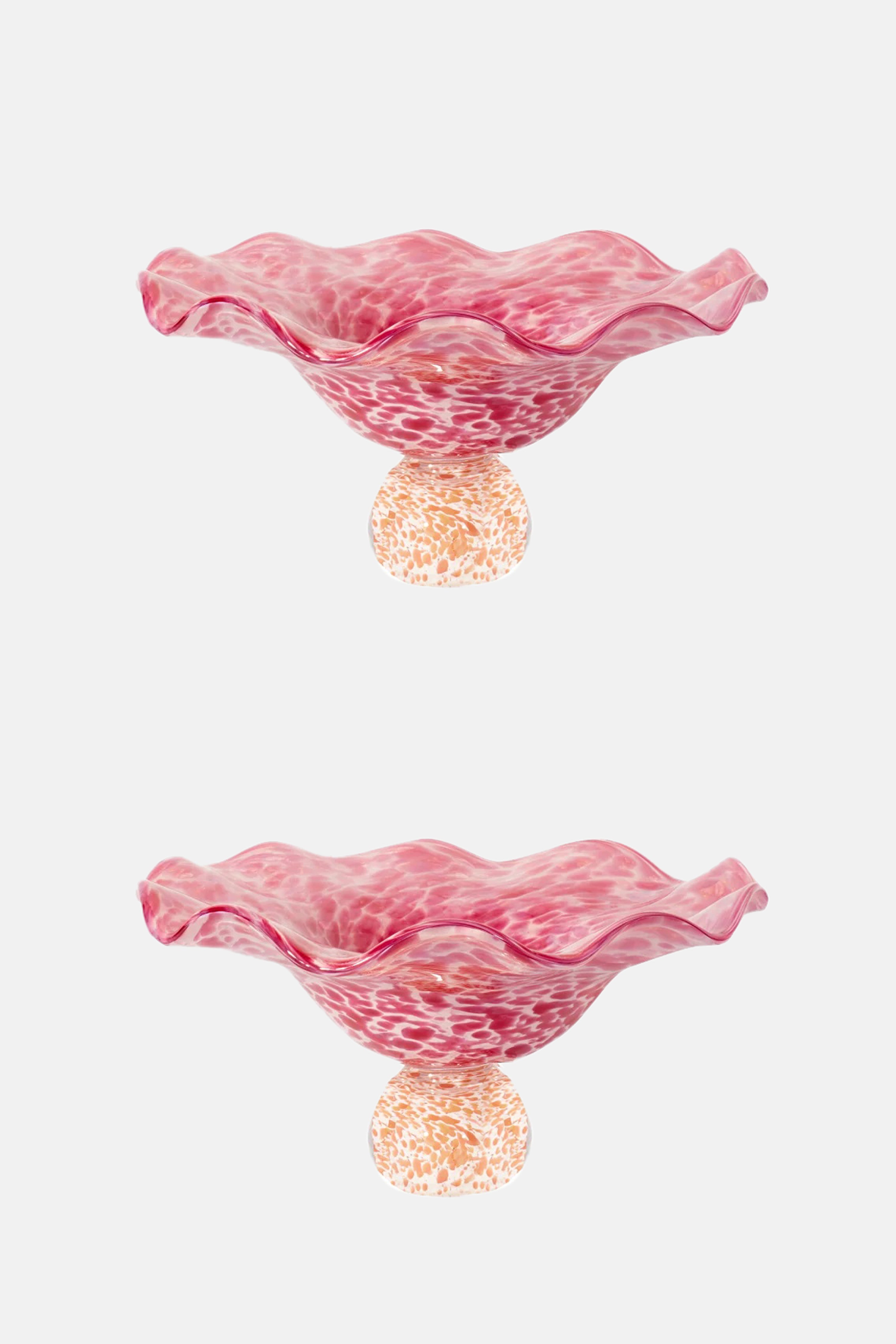 Set of 2 Lola Pink Glass Soucoupe