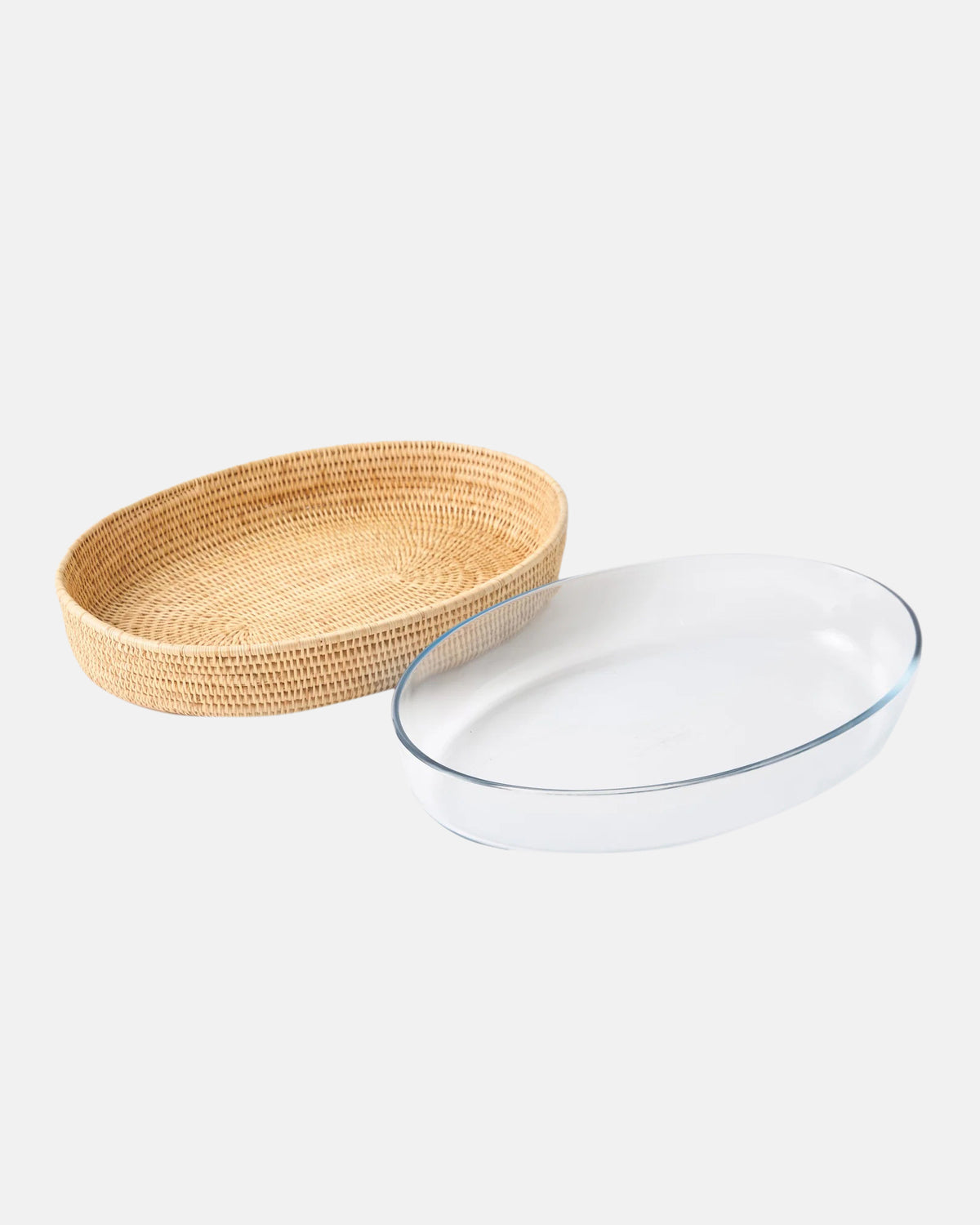Rattan Sabbia and Glass Baking Dish, Oval