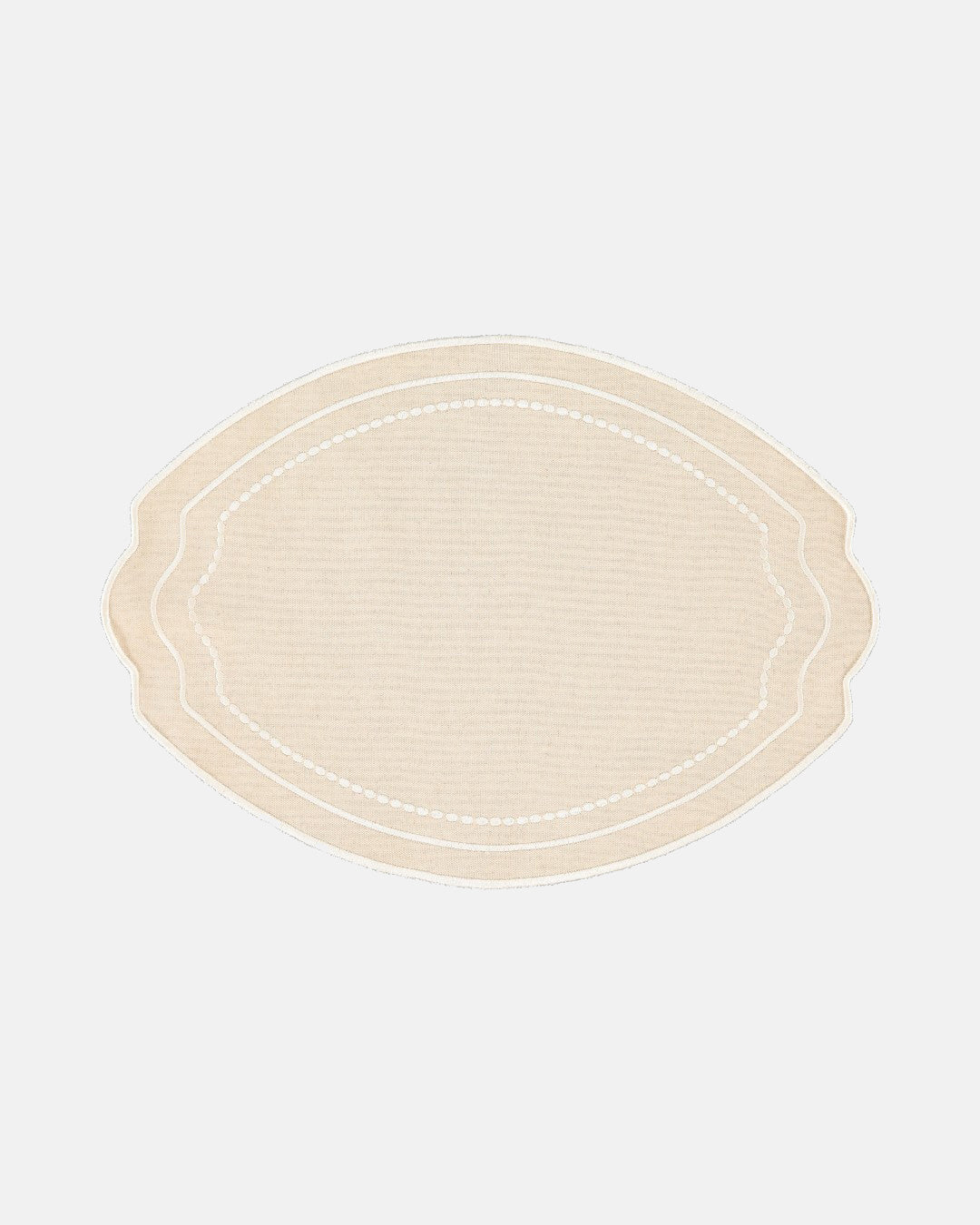 Lune Placemat and Napkin, Beige with White