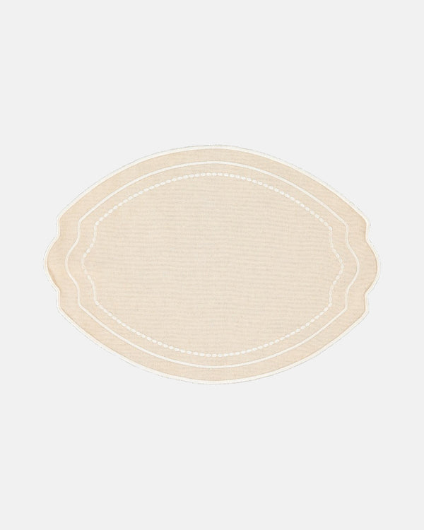Lune Placemat and Napkin, Beige with White