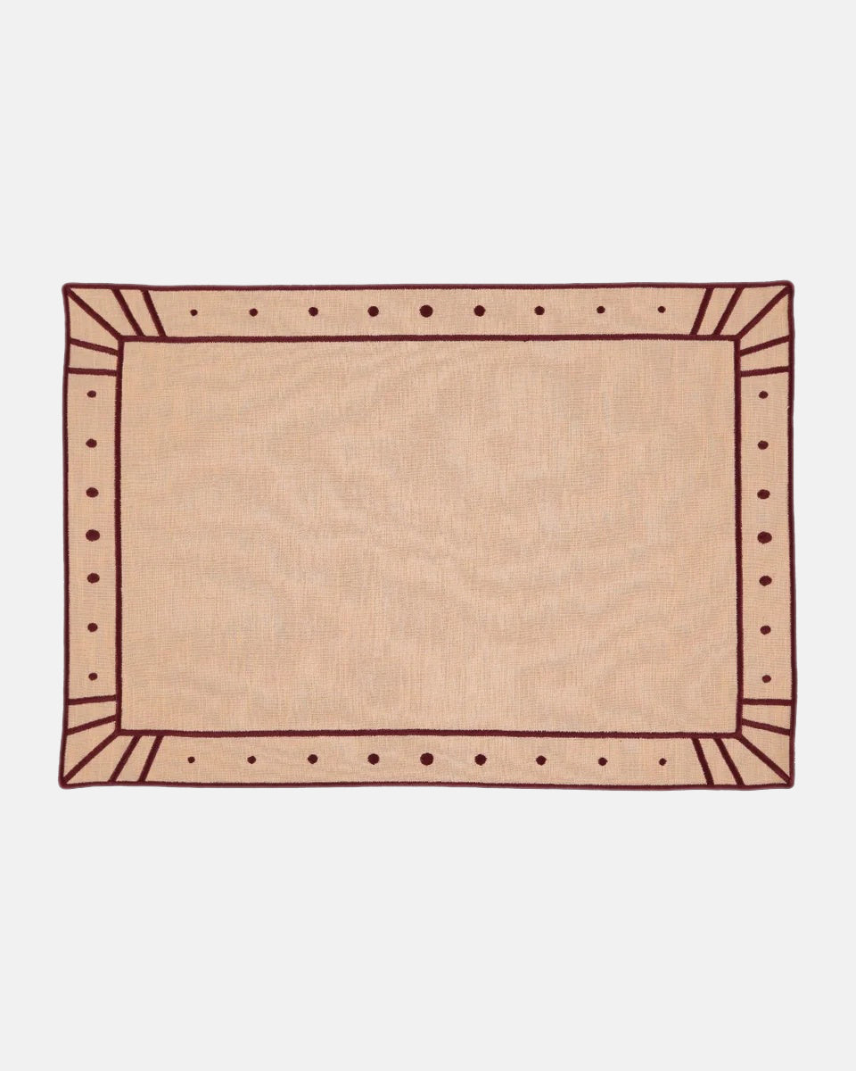 Belle Nuit Placemat and Napkin, Salmon with Burgundy