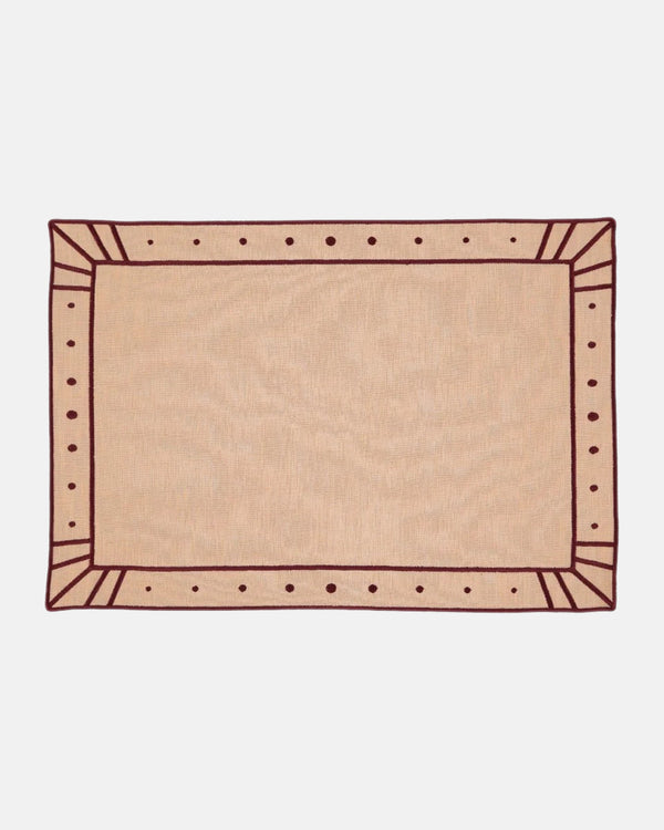 Belle Nuit Placemat and Napkin, Salmon with Burgundy