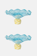 Set of 2 Lola Blue & Yellow Glass Soucoupe