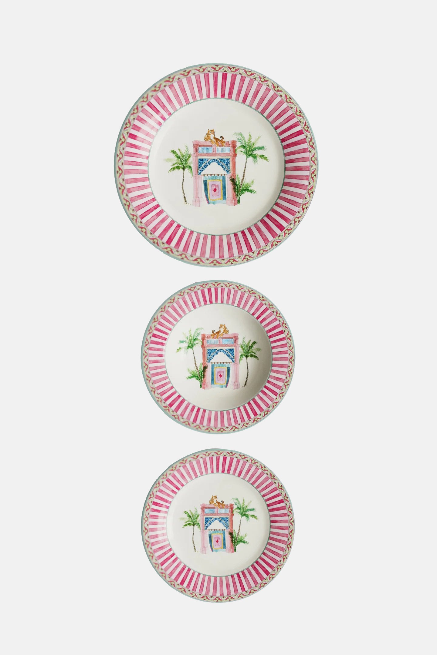 Porcelain Plate Set of 3 - Sariska Pink