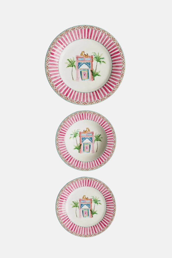 Porcelain Plate Set of 3 - Sariska Pink