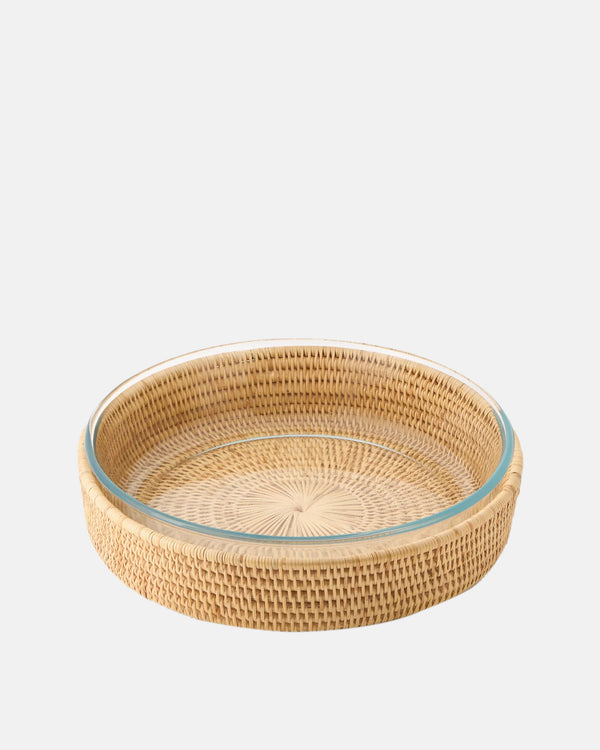 Rattan Sabbia and Glass Baking Dish, Round