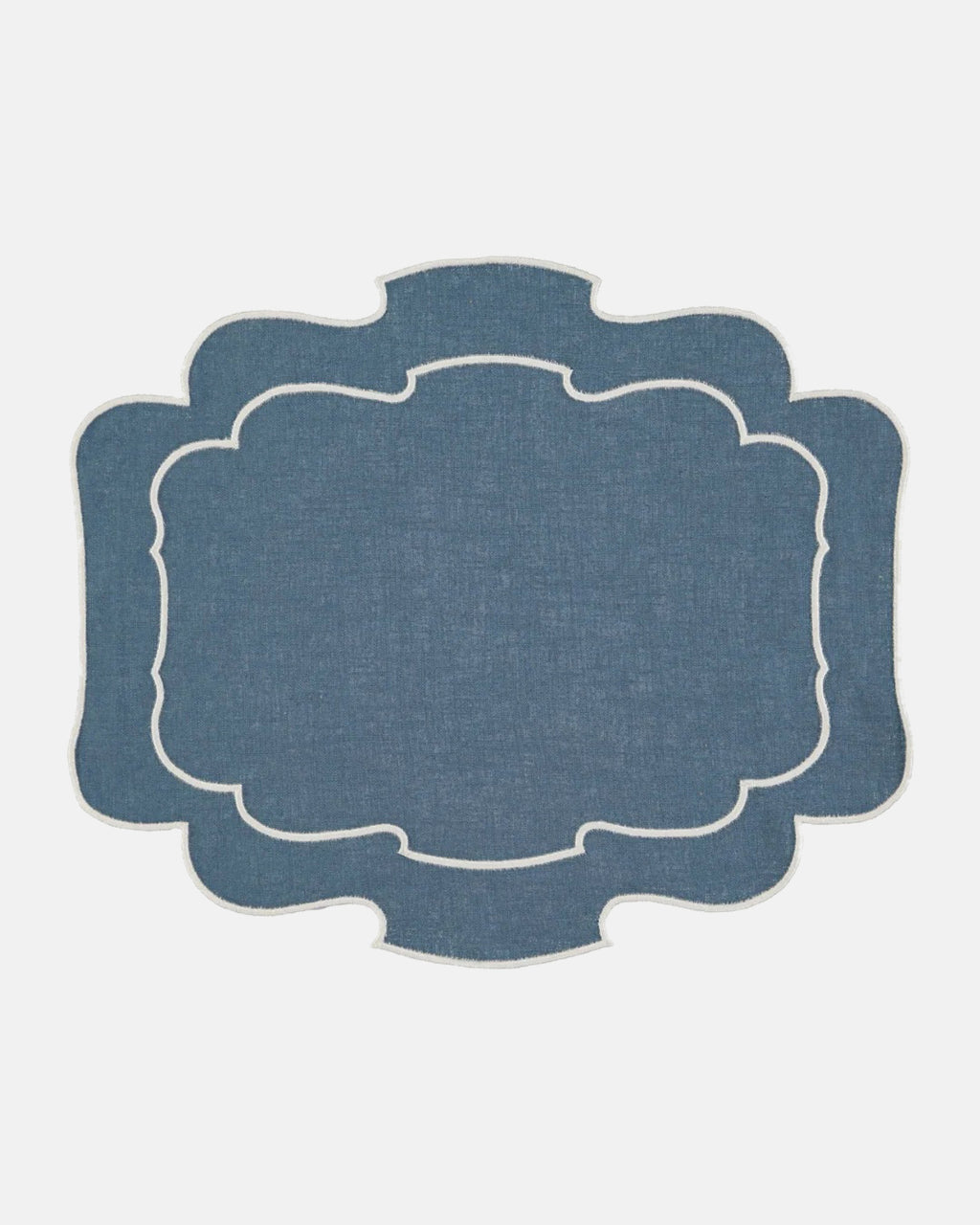 Belmonte Placemat and Napkin, Blue with White