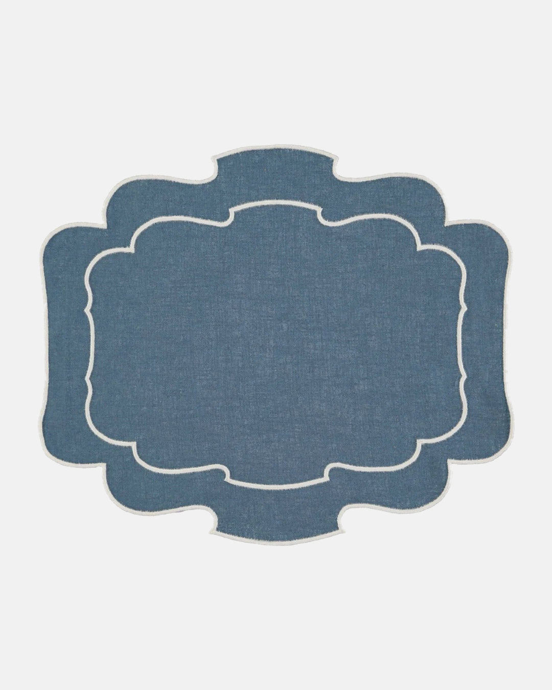 Belmonte Placemat and Napkin, Blue with White