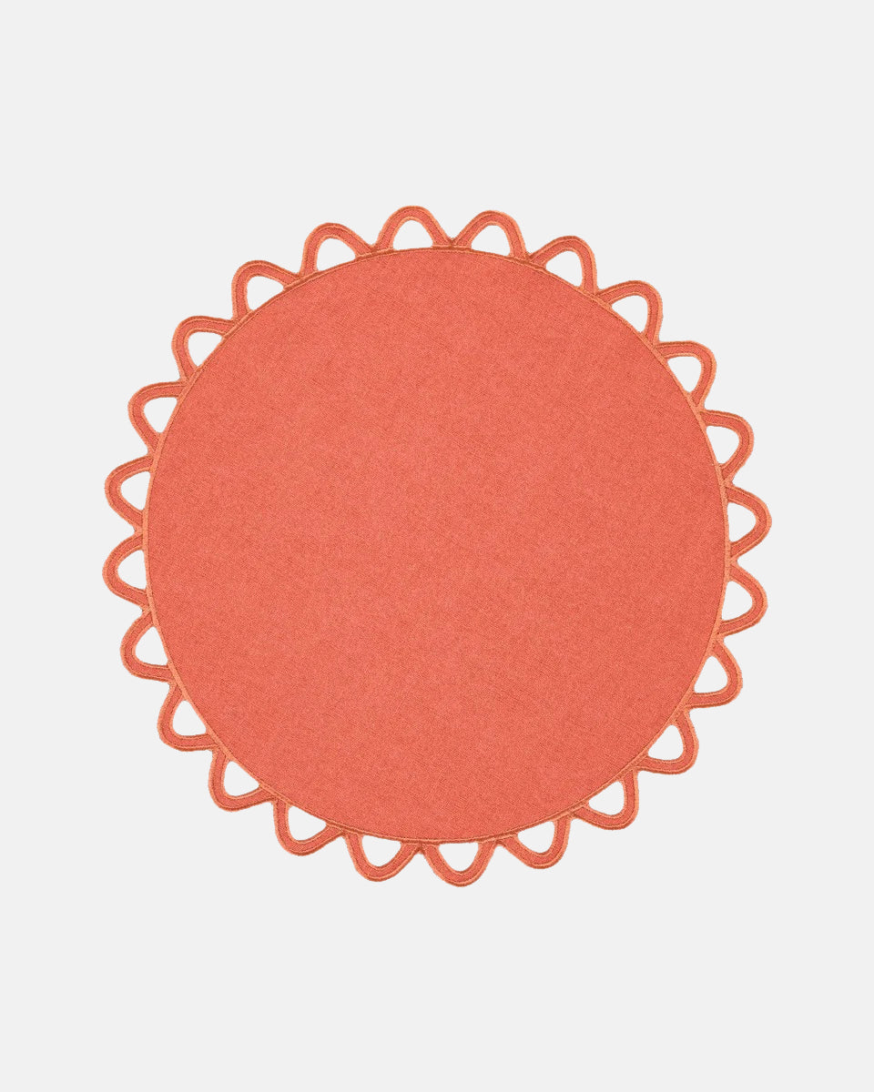 Halo Placemat and Napkin, Terracotta with Terracotta
