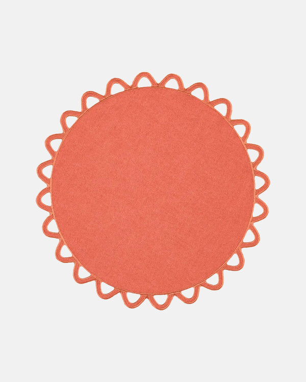 Halo Placemat and Napkin, Terracotta with Terracotta