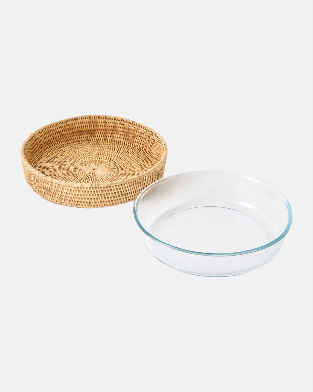 Rattan Sabbia and Glass Baking Dish, Round