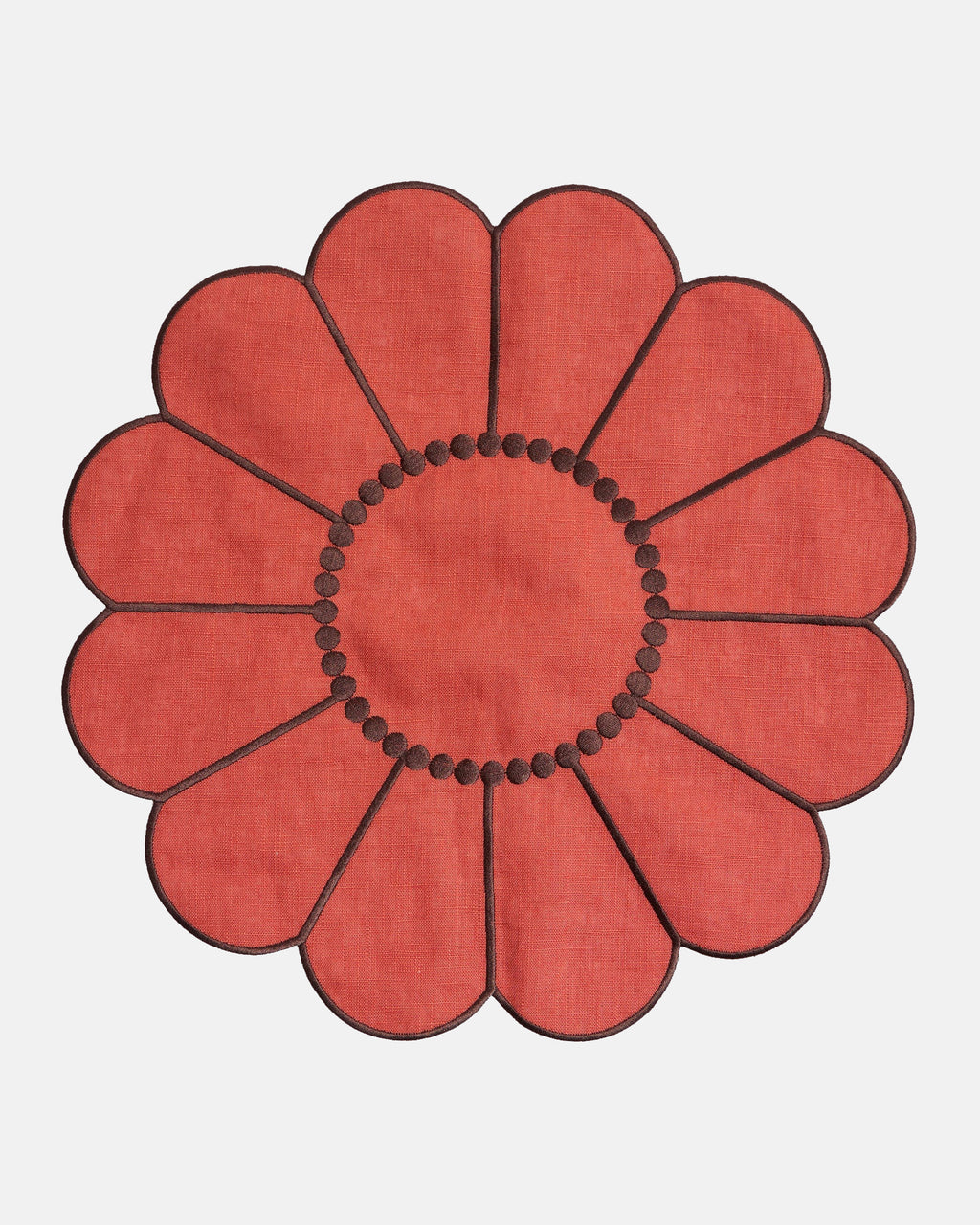 Floral Embroidered Placemat, Terracotta