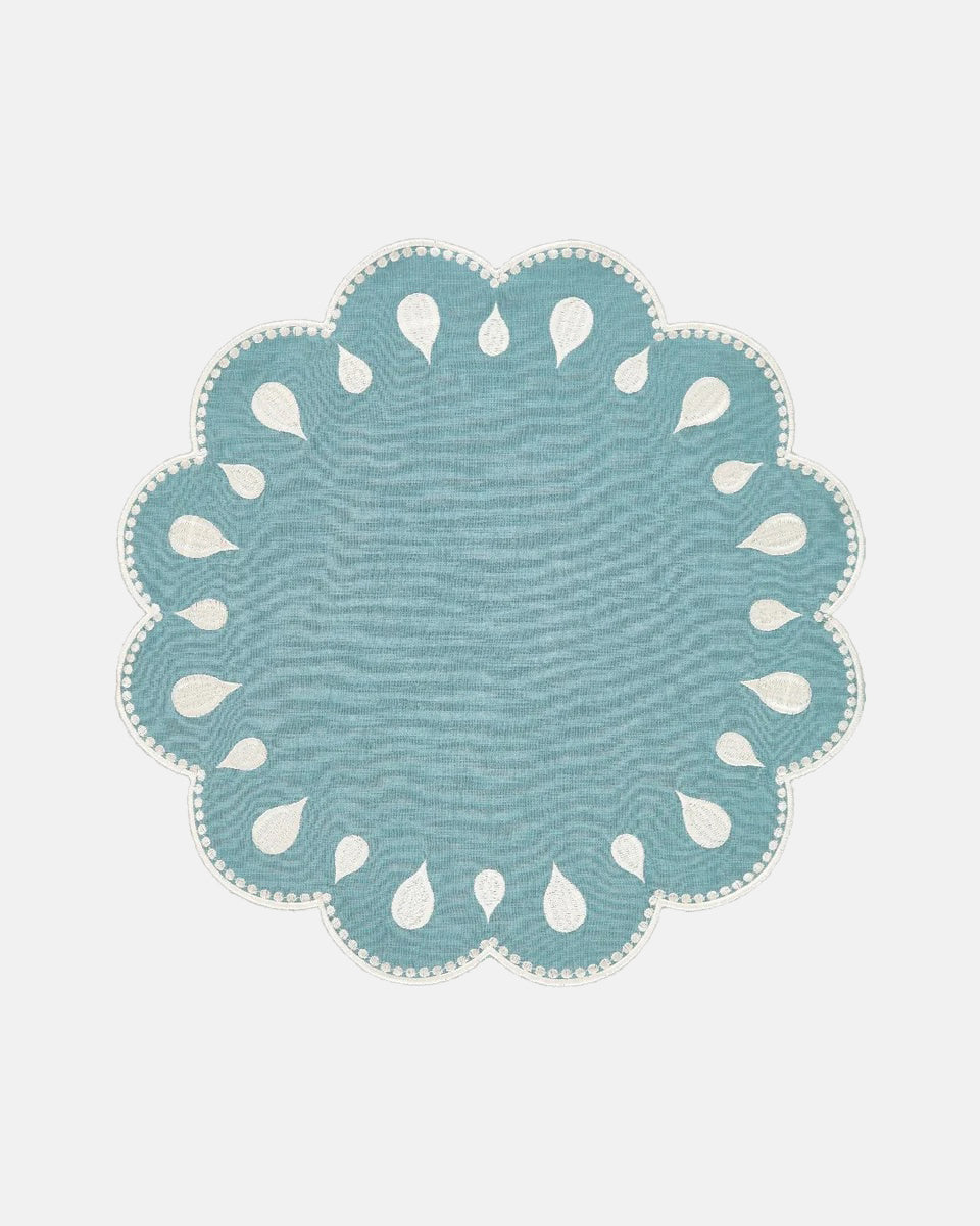 Gotas Placemat and Napkin, Blue with White