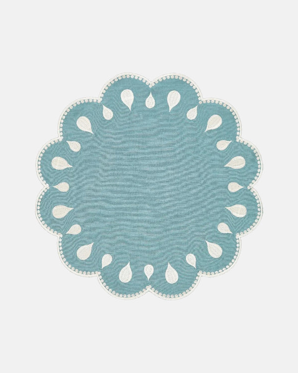 Gotas Placemat and Napkin, Blue with White