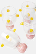 Dotty Pink & Yellow Glass Tumblers (Set of 4)