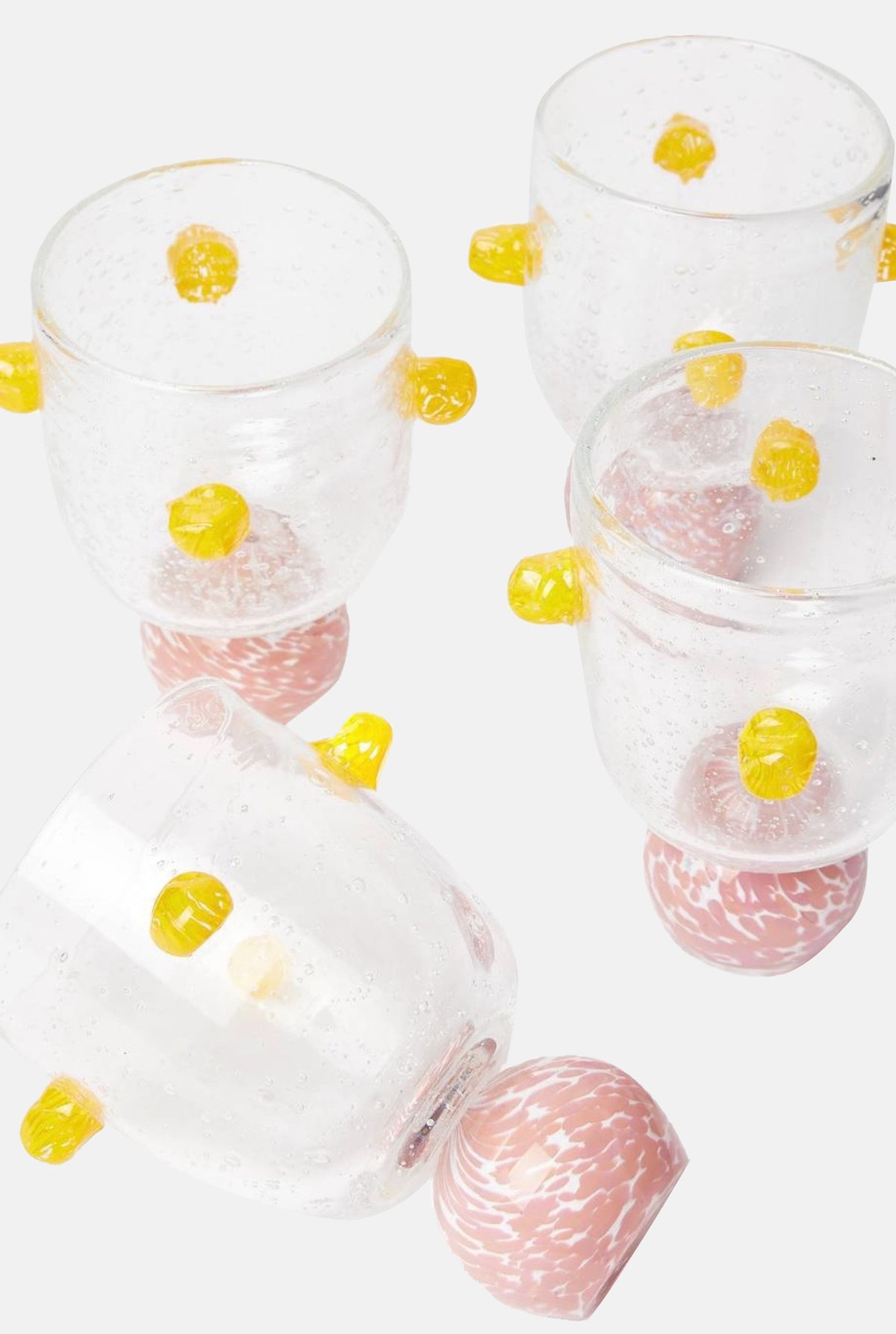 Dotty Pink & Yellow Glass Tumblers (Set of 4)