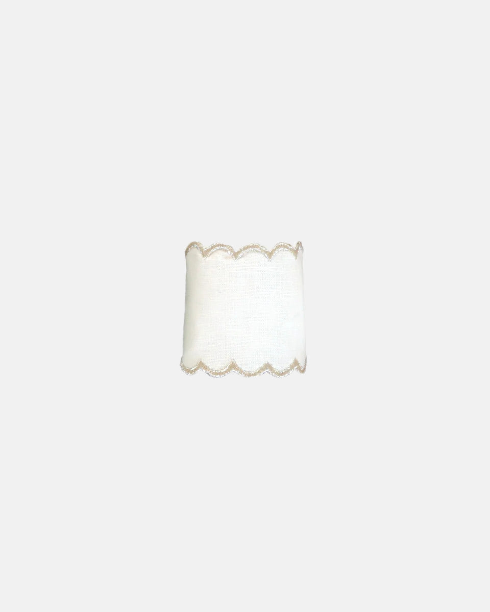 Napkin Ring, White with Silver