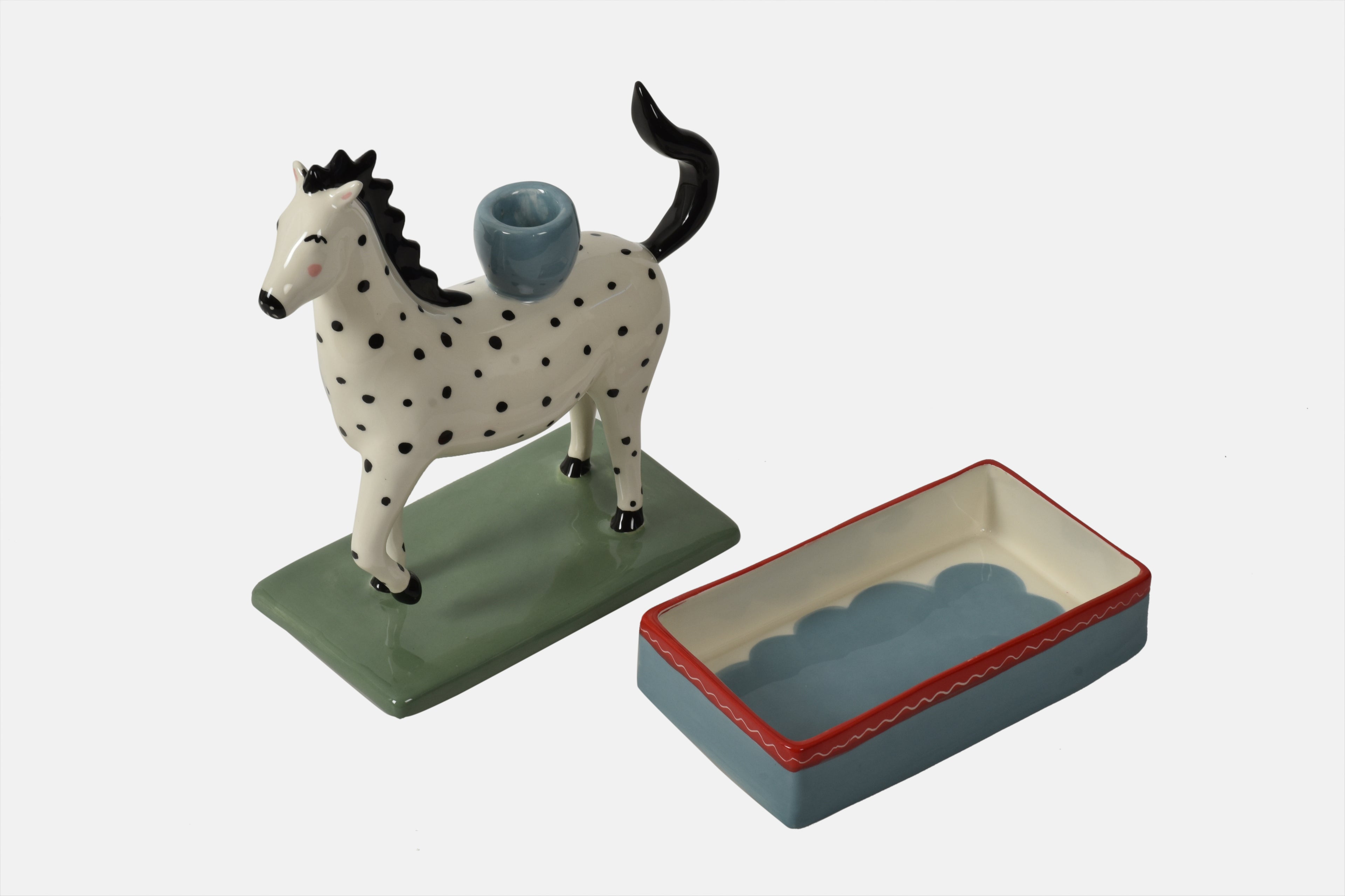 Zebra Candleholder, Jose Dot Blue Grey