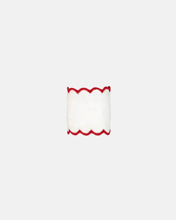 Napkin Ring, White with Red