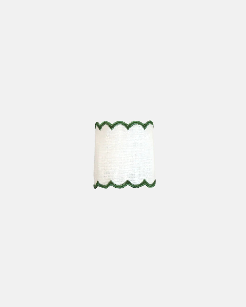 Napkin Ring, White with Green