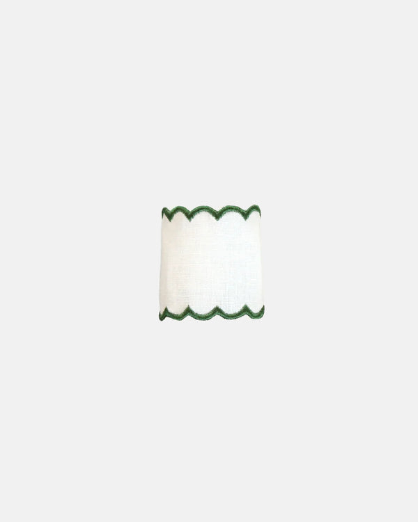 Napkin Ring, White with Green