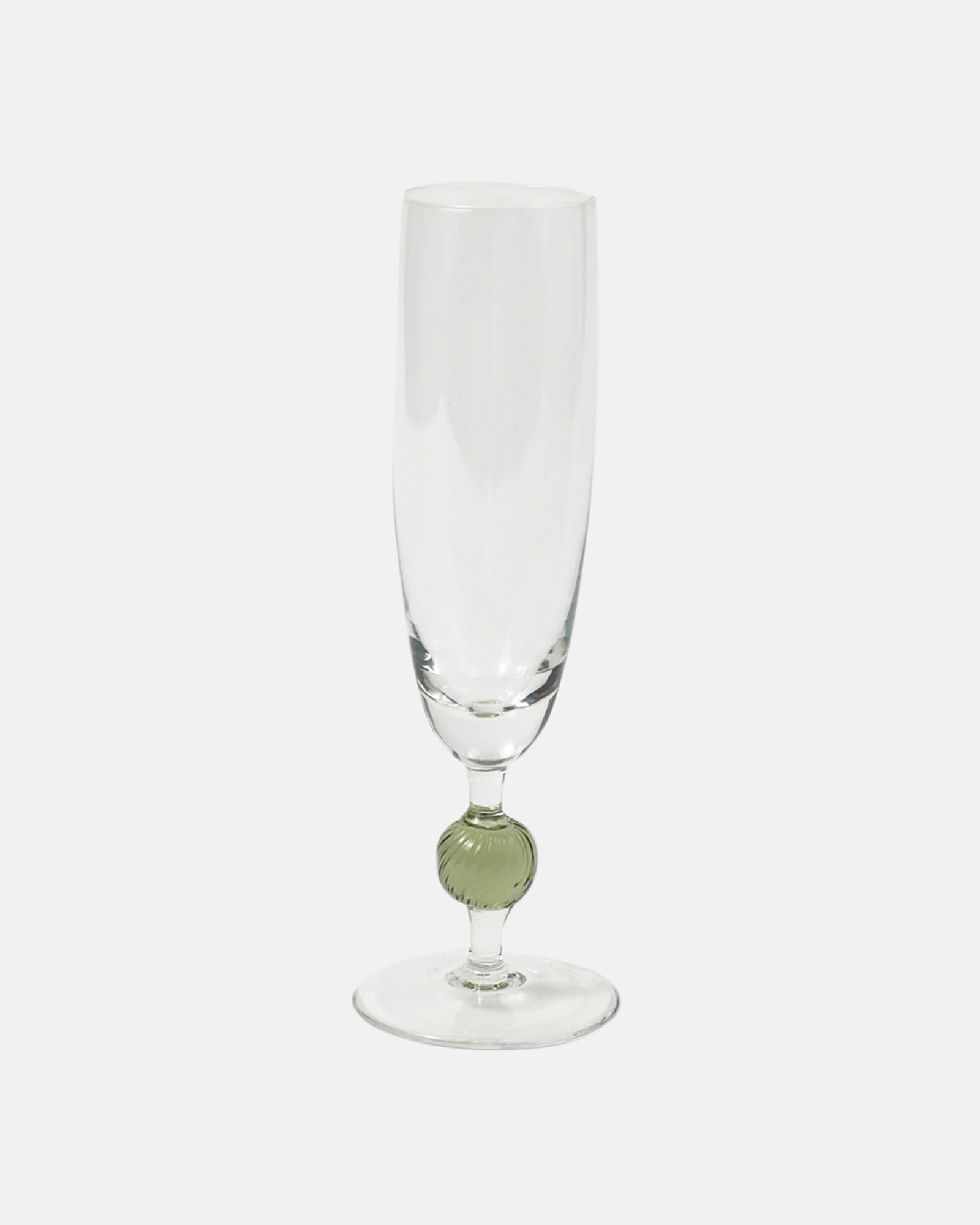 Demetra Flute Glass, Green - Set of 6